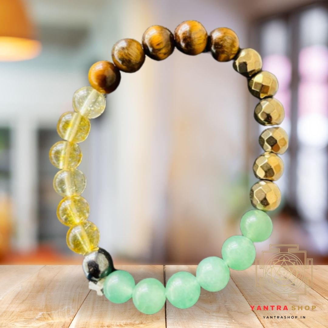 Wealth Prosperity Growth And Abundance Bracelets This magical bracelet  consists of green aventurine,pyrite,tiger's e… | Crystals for wealth,  Crystal shop, Hair wrap